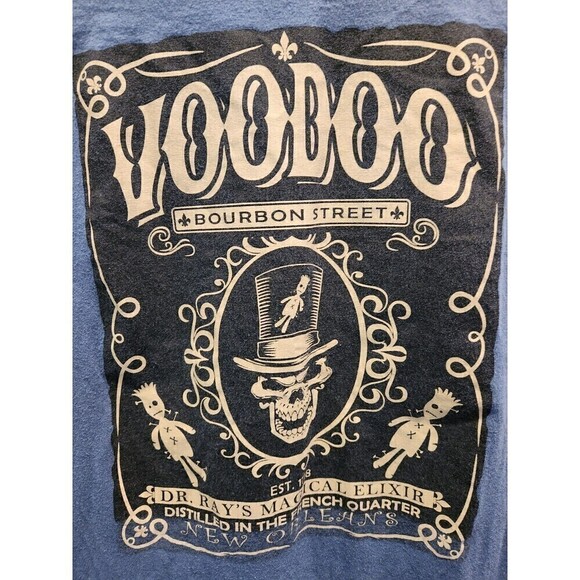 VooDoo Bourbon Street Graphic T Shirt Sz M 100% Cotton Short Sleeve, Pre Loved - Picture 2 of 6